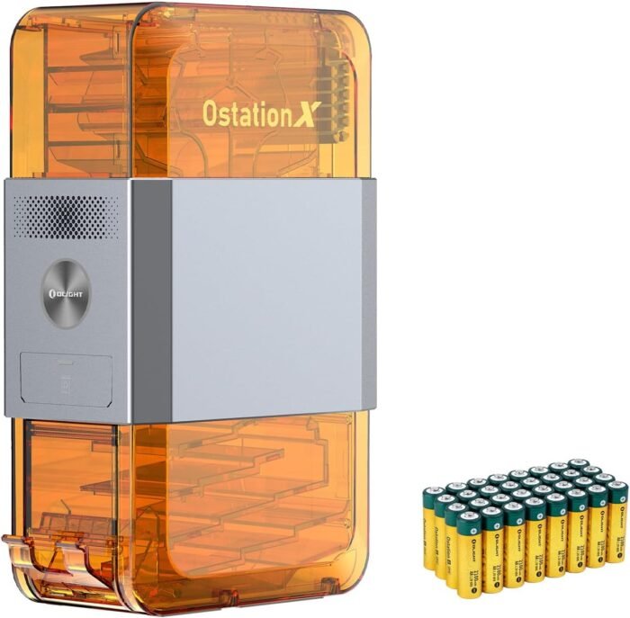 OLlGHT Ostation X Battery Charger for NiMH AAA Rechargeable Batteries, 3 in 1 Design for Charging Testing & Storage, No Polarity Check Needed, Bad Battery Detection, APP Control