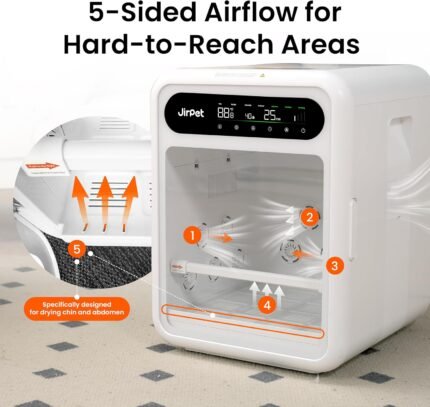 JirPet Pet Dryer Box, Pet Hair Dryer with Smart Chip Safety, 75L Dog Dryer Box with Quiet 40dB Drying, Auto Temp & Humidity Control, Strong Airflow for Long Hair Dogs & Cats, Professional Pet Dryer