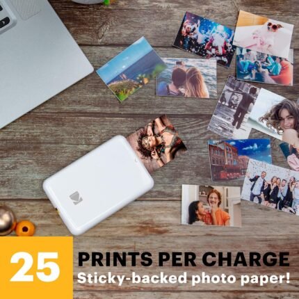 KODAK Step Instant Smartphone Photo Printer – Portable Mini Color Wireless Mobile Printer – Zink 2×3” Sticky-Back Photos – Bluetooth Compatible with iOS & Android Devices – Fun Editing App