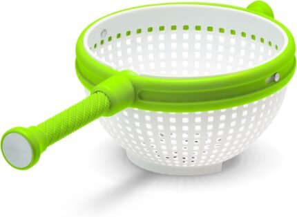 Dreamfarm Spina 2-In-1 Easy-To-Use, Collapsible Salad Spinner & Straining Colander for Salad, Fruit, Vegetable, Lettuce – White/Green