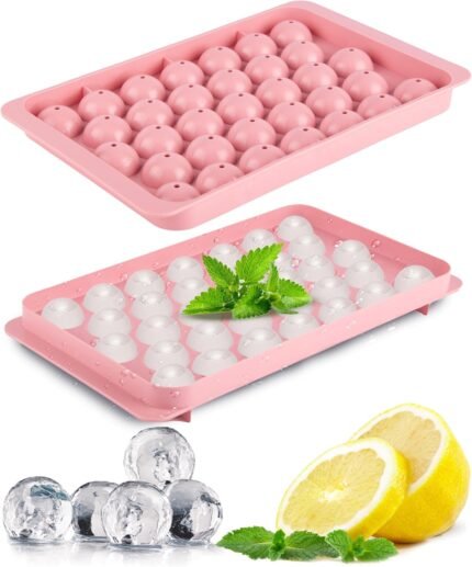 Ice Cube Trays for Freezer – 33 PCS Round Ice Cube Mold with Lid, Sphere Ice Mold and Tray