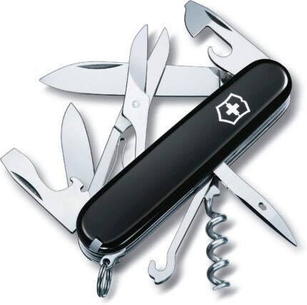 Victorinox Climber Swiss Army Knife, 14 Function Swiss Made Pocket Knife with 2 Blades, Corkscrew and Screwdriver – Black