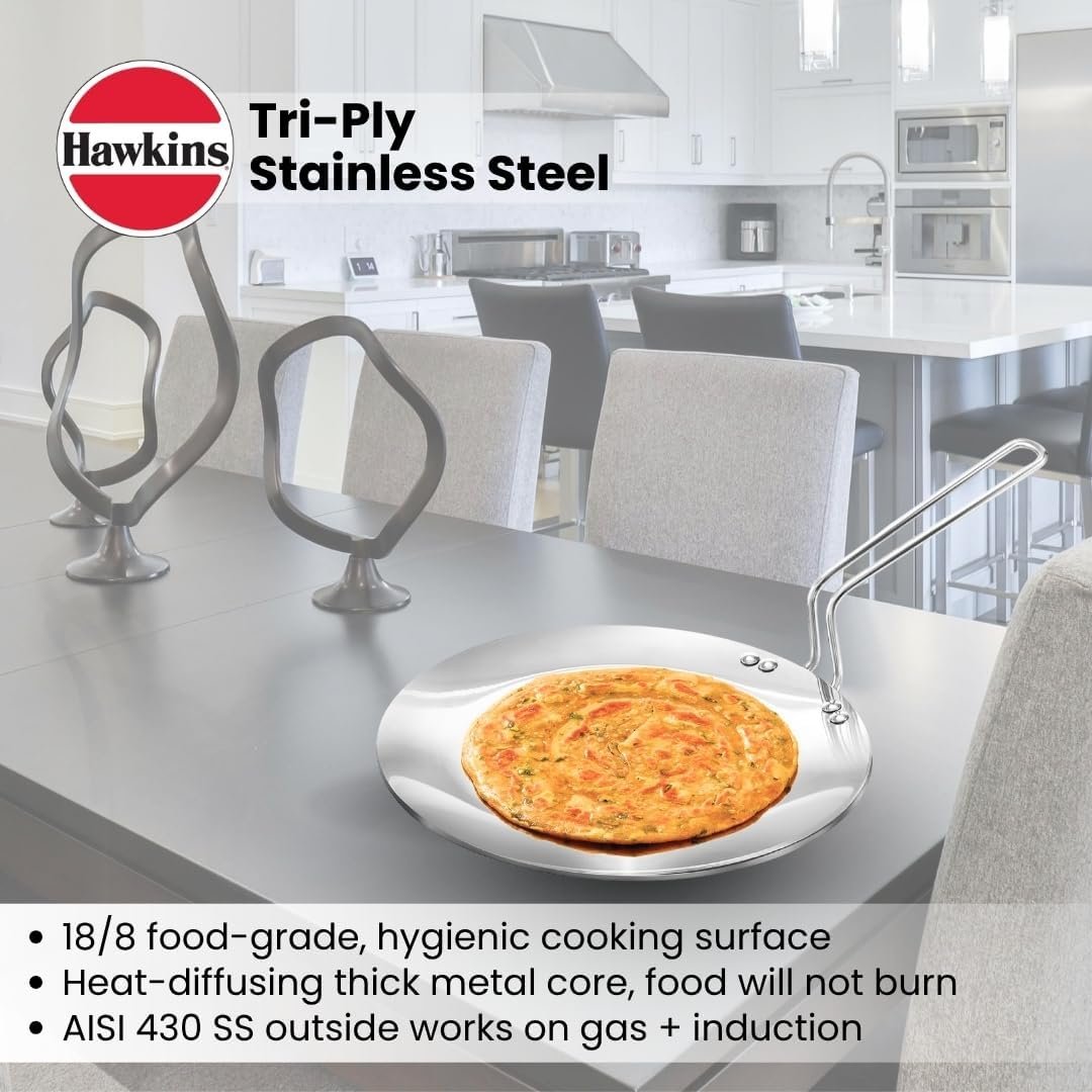 Hawkins Tri-Ply Stainless Steel Tava 26 cm Hawkins Tri-Ply Stainless Steel Tava 26 cm