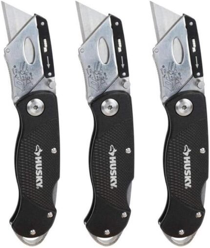 HUSKY 99732 Folding Lock-Back Utility Knife (3-Pack)