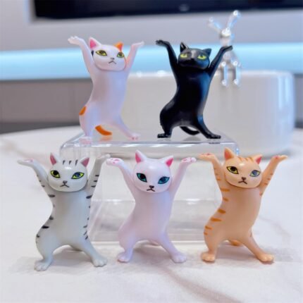 5 PCS Cats Figure Set Cute Gifts Desk Decor Funny Office Decor Cute Pen Holder Funny Office Desk Kawaii Dancing Cat