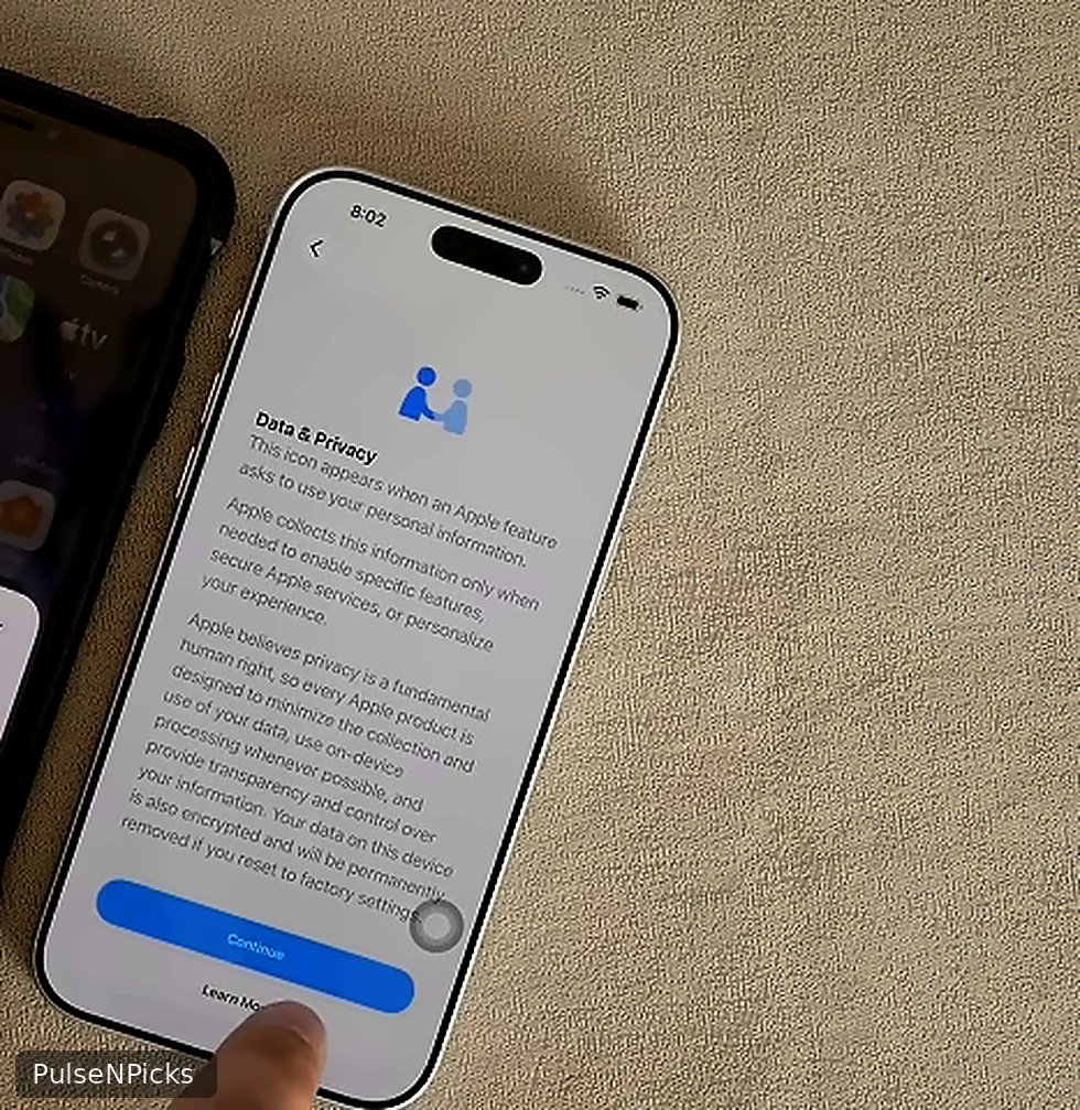 Data and Privacy information during new iPhone setup