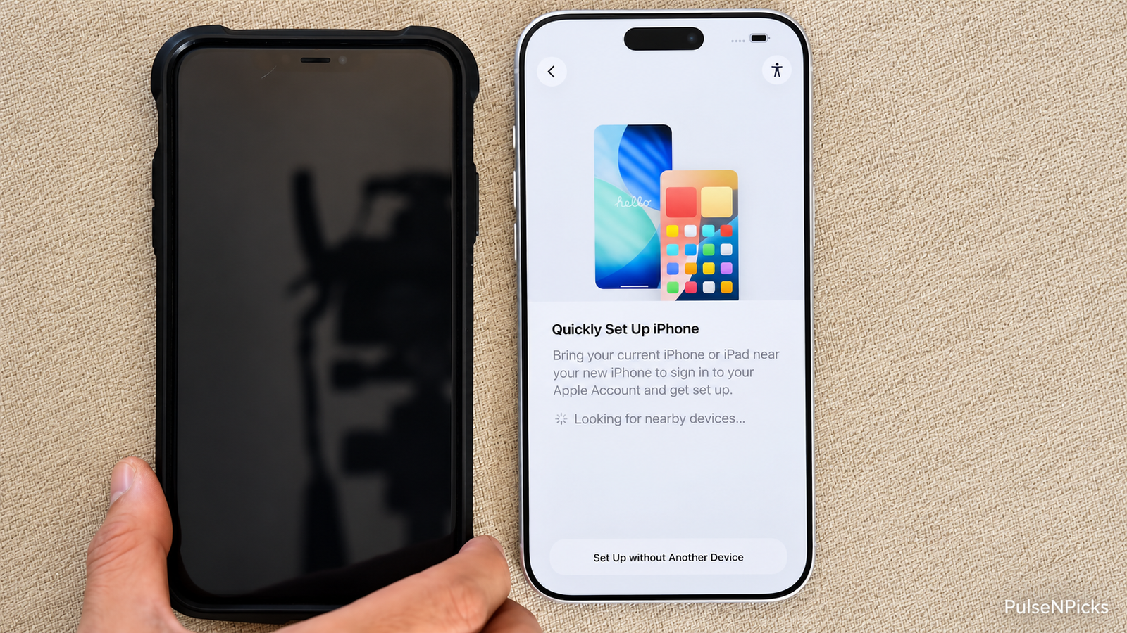 Quick Start instruction displayed during new iPhone setup