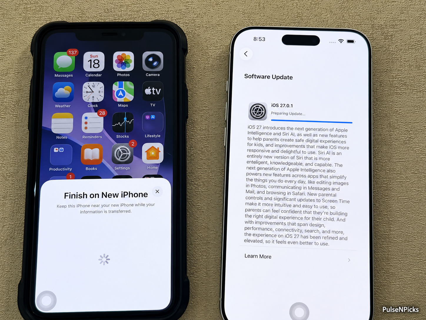Software update screen during new iPhone setup