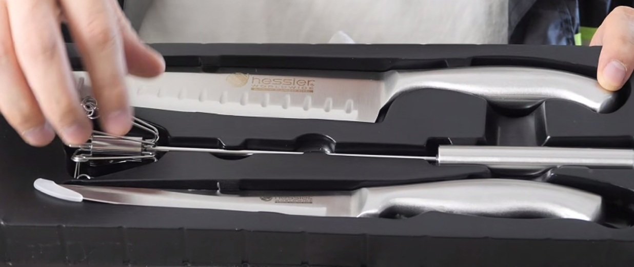 Hessler Gourmet knife set in its presentation tray