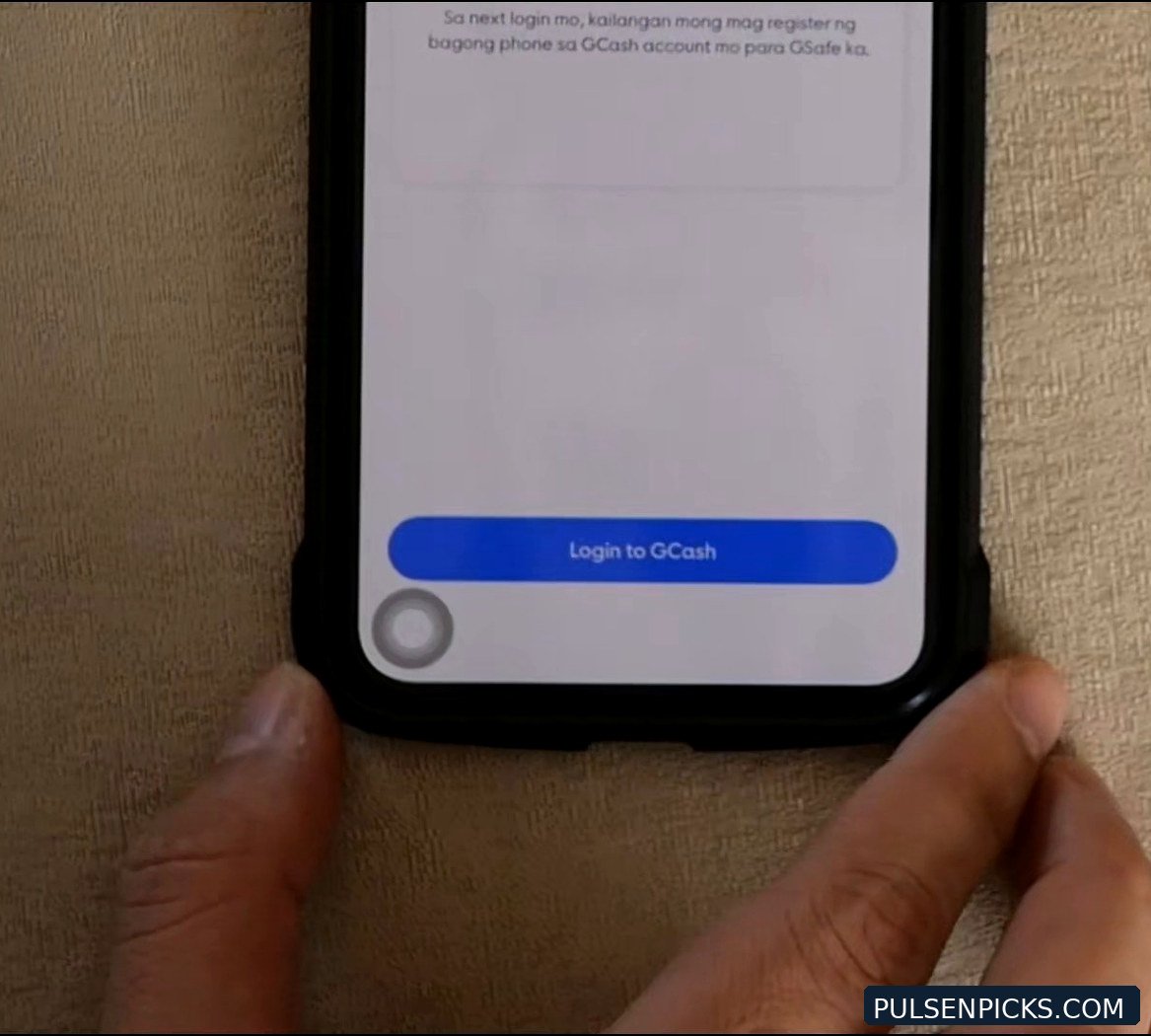 GCash login screen after old device was unregistered