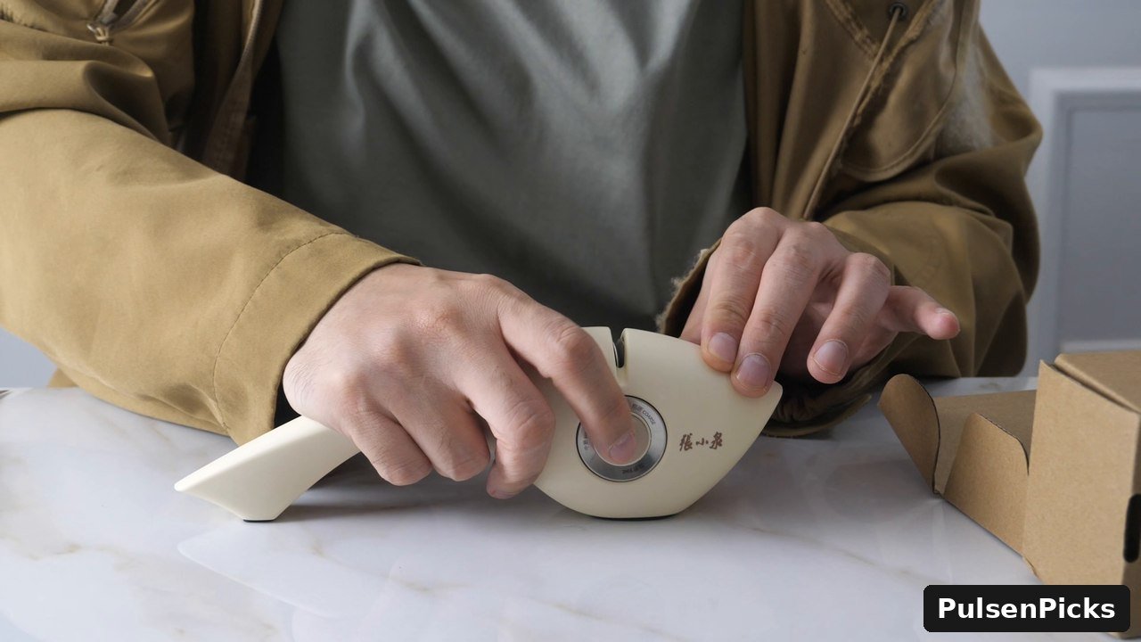 Handle detail Zhang Xiaoquan manual kitchen knife sharpener