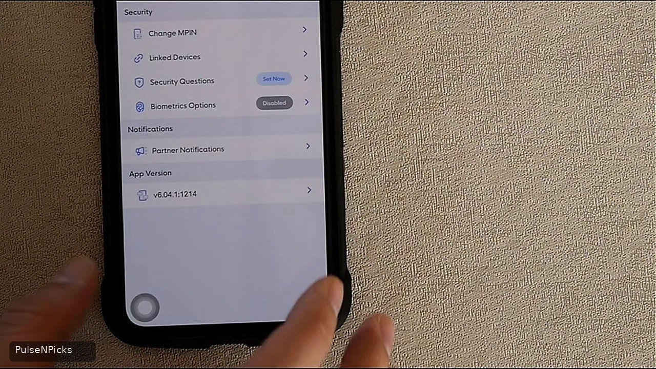 GCash security settings on the old iPhone